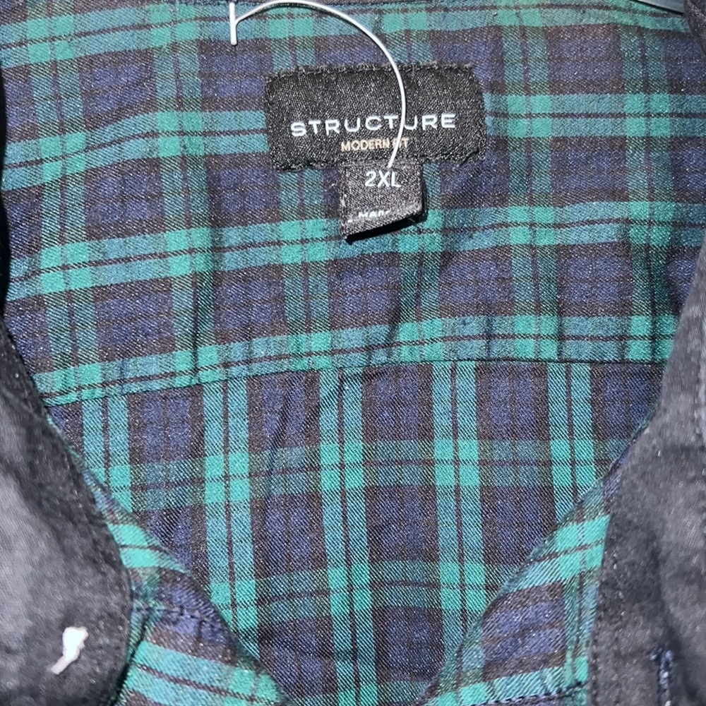 Structure Blue Green Plaid Button Down Shirt - image 2